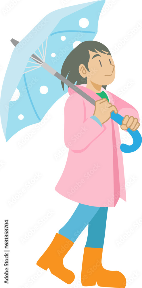 傘をさして歩く女の子 傘をさして歩く女の子