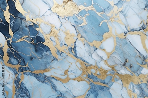 Luxurious marble texture in blue and white with gold veins, conveying opulence and elegance.
