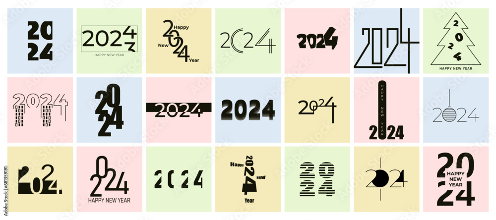 Set of figures 2024 on color background. Happy New Year Set of figures 2024 on color background. Happy New Year