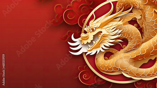 Chinese New Year  Dragon year. Greeting card  Banner   Wallpaper