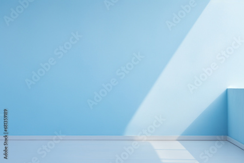 empty room with a blue sky wall background, Serene Skyline Elevating Visuals with a Light Blue Wall Background, Blue Horizon Harmony Stylish Product Showcase with a Light Blue Wall