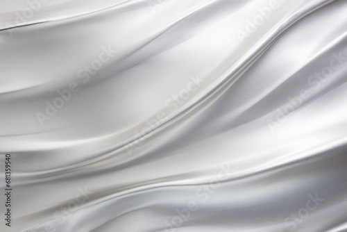 Abstract composition featuring flowing silver metal waves. 