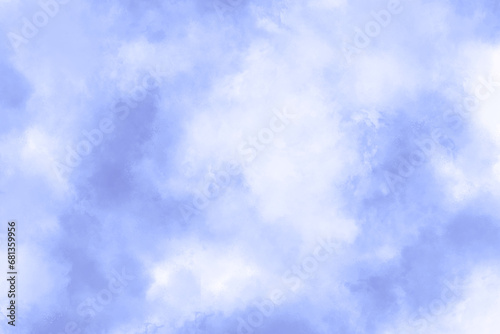 Soft clouds in blue color sky for the background with watercolor techniques.