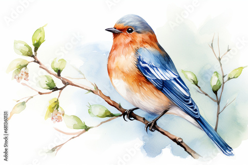 a bird in nature in watercolor art style © Yoshimura