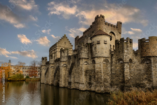 Medieval Gravensteen castle in Ghent, Belgium photo