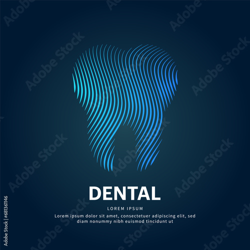 Human tooth medical structure. simple line art Teeth Vector logotype illustration on dark background. dental logo vector template suitable for organization, company, or community. EPS 10