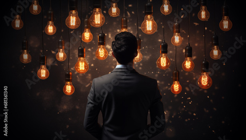 businessman thinking with light bulb