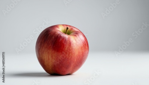 fresh red apple on studio background, copy space, diet, health, vegetarian, organic concept