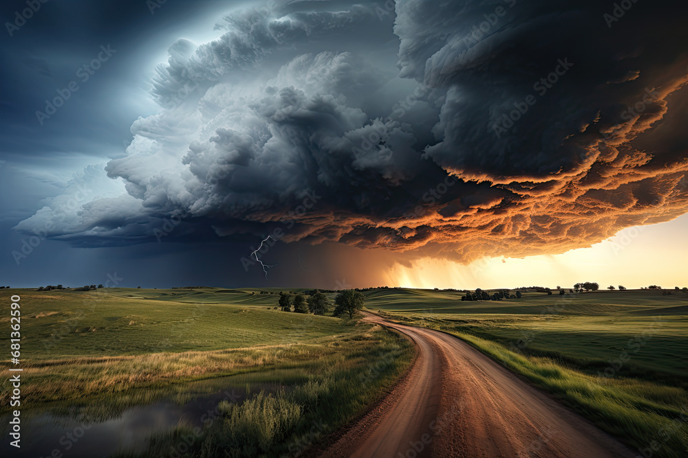 Dramatic Storm Cloud Formation Over Landscape - Generative Ai Dramatic Storm Cloud Formation Over Landscape - Generative Ai