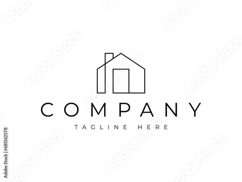 minimal house line logo design