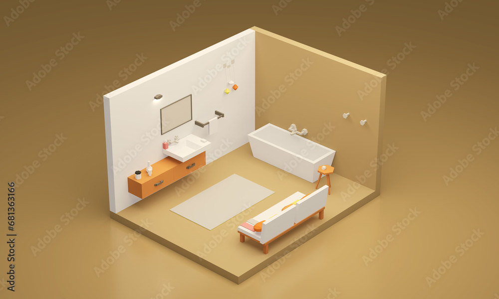 Obraz premium 욕실 인테리어 isometric Bathroom interior