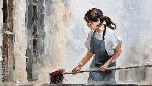 woman cleaning illustration