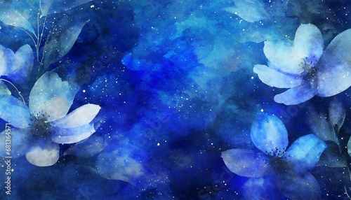 青い花の水彩画のイラスト