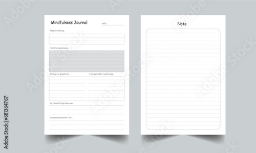 Daily Mindfulness Journal KDP Interior Printable Template  Vector illustration.