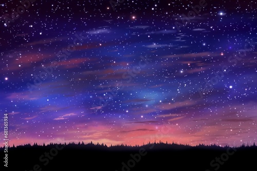 별이 반짝이는 화려한 보라빛 밤하늘