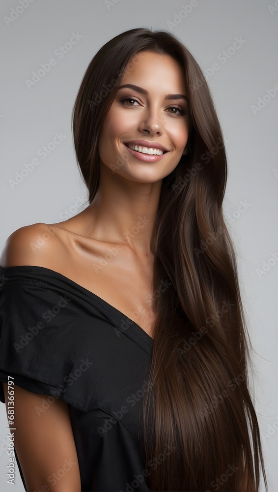 Portrait of a beautiful young girl with natural make-up and well-groomed hair on a white background in the studio Portrait of a beautiful young girl with natural make-up and well-groomed hair on a white background in the studio
