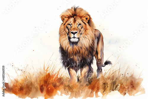a lion in nature in watercolor art style © Yoshimura