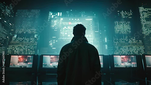 A beatup TV with a pixelated video of a hacker selling stolen cybertech to a rival faction.