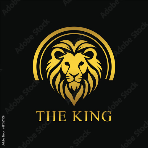 lion head vector logo design isolated on a black background
