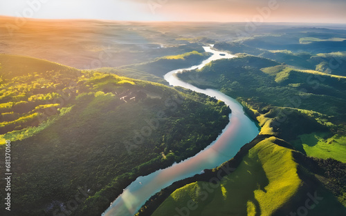 aerial view of the river