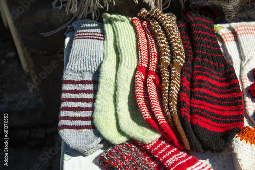 Winter socks in outdoor light.
