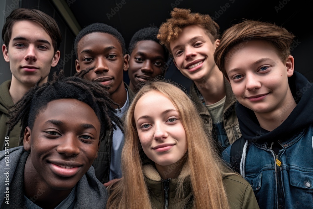 A group of students of all ages embracing the beauty of human diversity