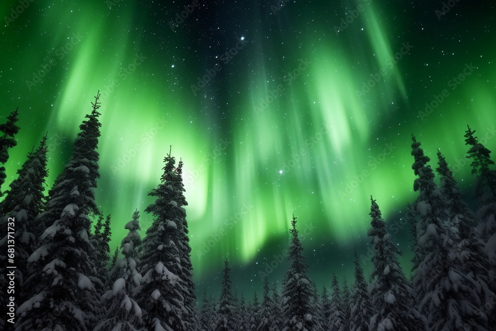 celestial and astronomical wonder of Aurorin night sky, embodying interactions between solar particles, magnetic fields, and cosmic choreography that produces these breathtaking light displays