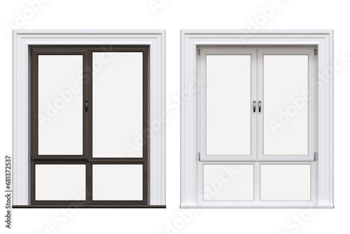 windows in the interior isolated on transparent background  3D illustration  cg render