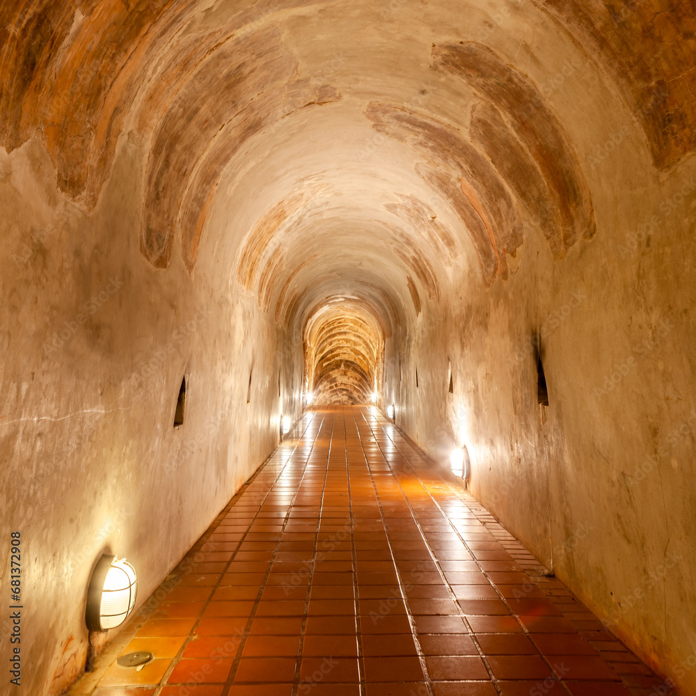 Tunnel in Wat Umong Temple, Chiang Mai. Thailand.