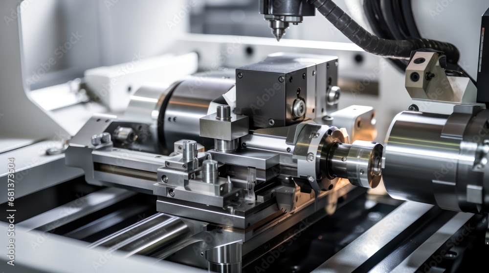 A CNC machine, industrial factory tools, isolated white background, PNG,