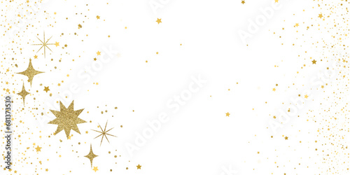Golden Christmas motifs isolated on transparent background. photo