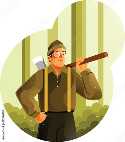 Woodcutter in the forest