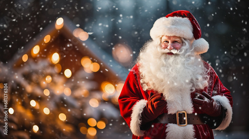 Beautiful winter New Year holiday background with Santa Claus. © ArturSniezhyn