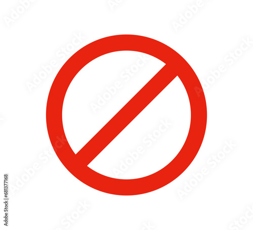 Prohibited circle sign. Prohibition red icon. Ban icon. Red circle with cross line symbol. Caution frame symbol. Forbidden stop sign. Vector illustration isolated on white background.