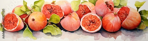 Behold the bael in a watercolor tableau, an earth-toned masterpiece. Each stroke on the canvas tells the story of the ancient allure and medicinal wisdom of this fruit. photo