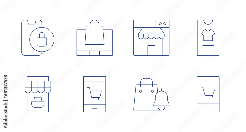E-commerce icons. Editable stroke. Containing shop, online shopping, online shop, shopping, ecommerce.