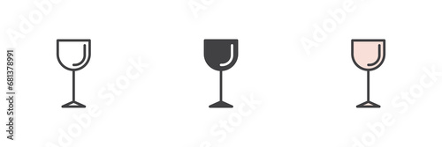 Wine glass different style icon set
