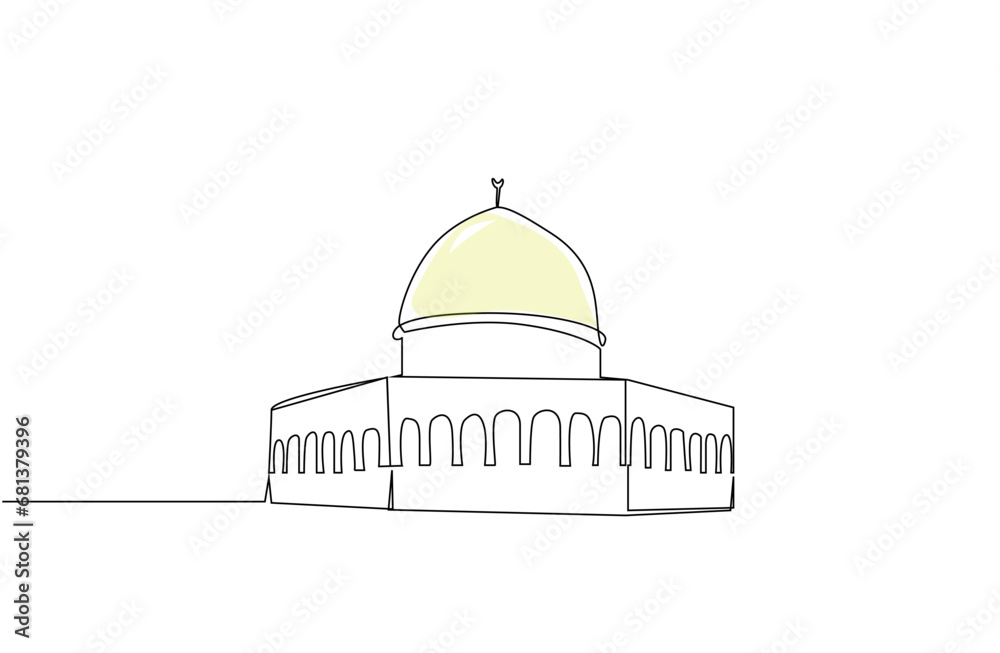 Palestine Jerusalem Masjid Aksa Mosque line art design