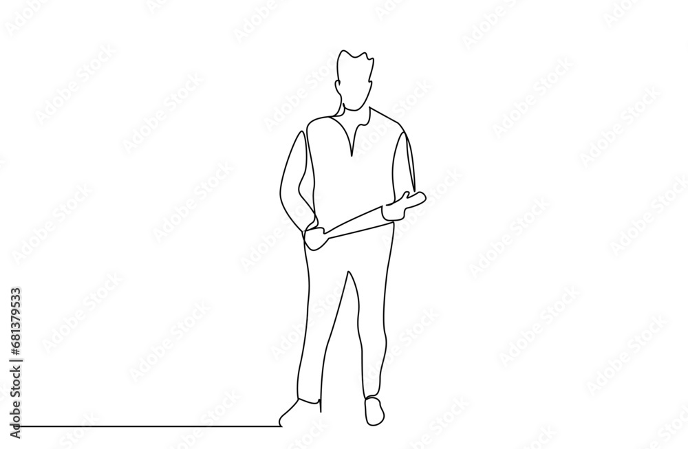 aggressive man holding stick fight public one line art design aggressive man holding stick fight public one line art design