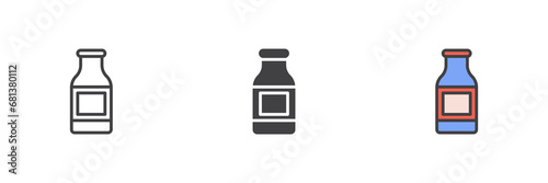 Milk bottle different style icon set