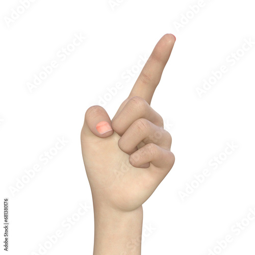 指差しをしている女性の手のハンドサイン3Dイラスト素材 