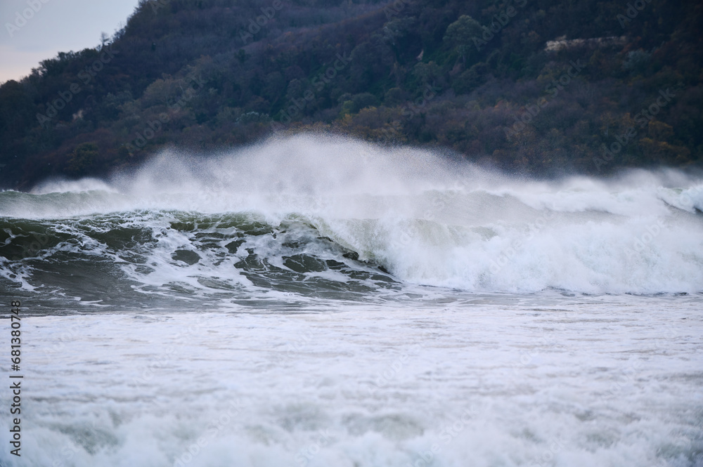 Raging huge waves during an incredibly powerful storm in the Black Sea Raging huge waves during an incredibly powerful storm in the Black Sea