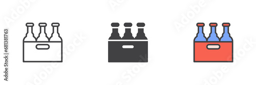 Beer bottle box different style icon set