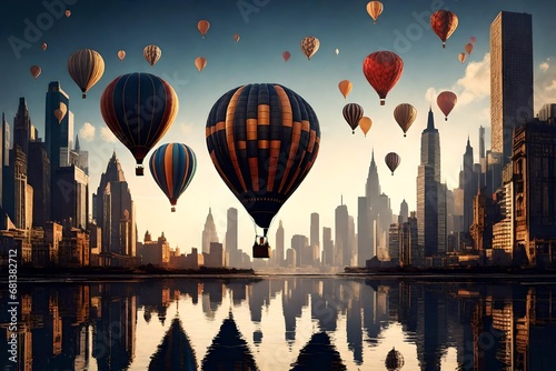 -air balloon and city 