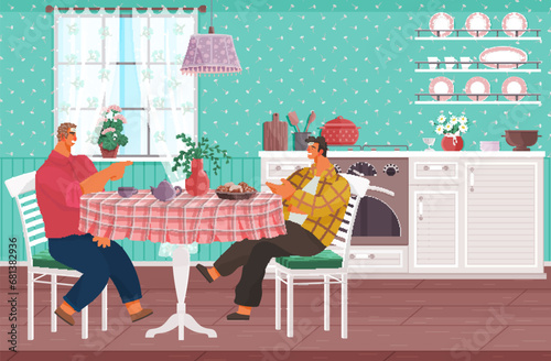 Kitchen vector illustration. The architecture kitchen plays crucial role in daily culinary experiences Culinary adventures are elevated in kitchens adorned with practical furniture Clean lines