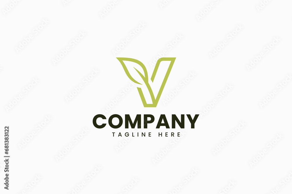 letter V with leaf element modern logo for natural agricultural company letter V with leaf element modern logo for natural agricultural company