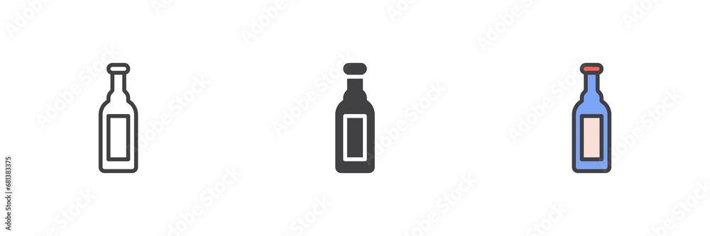 Beer bottle different style icon set