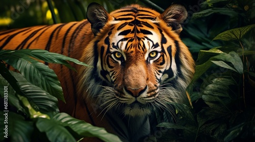 Close-up Portrait of a Majestic Tiger in the Jungle generated by AI tool 