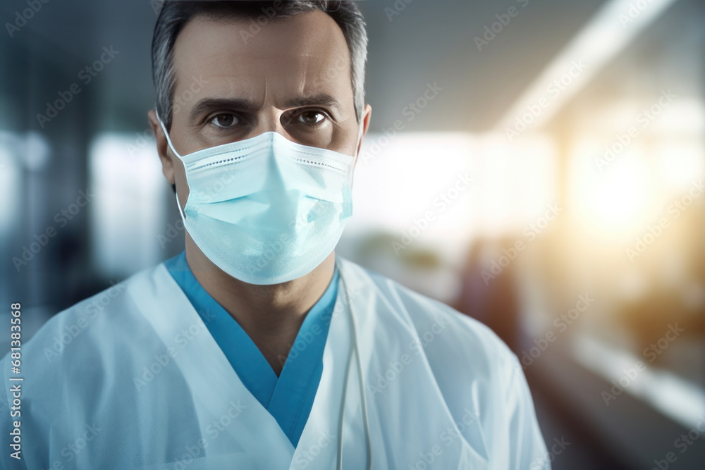 A doctor wearing protection face mask against coronavirus. A doctor wearing protection face mask against coronavirus.