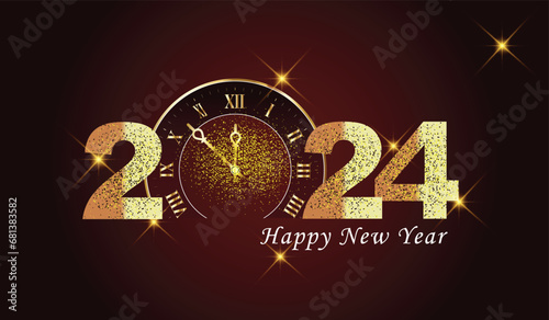 Happy New Year 2024, New Year template Pro Vector